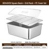 Aokewen 304 Stainless Steel Rectangular Drain Pan with Transparent Lid