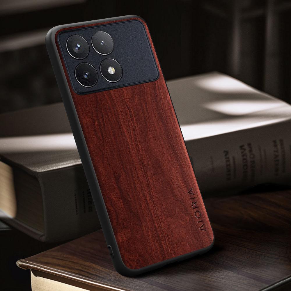 Case for Poco X6 Pro F6 Pro  Funda Bamboo Wood Pattern Four-corner Explosion-proof Back Cover Poco M6 Pro