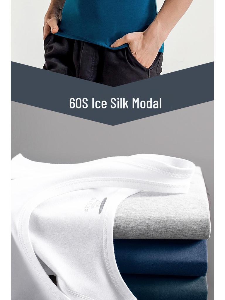 Modal Herren Eisseide Racerback Tanktop - Ärmelloses weißes Unterhemd für Sport & Layering