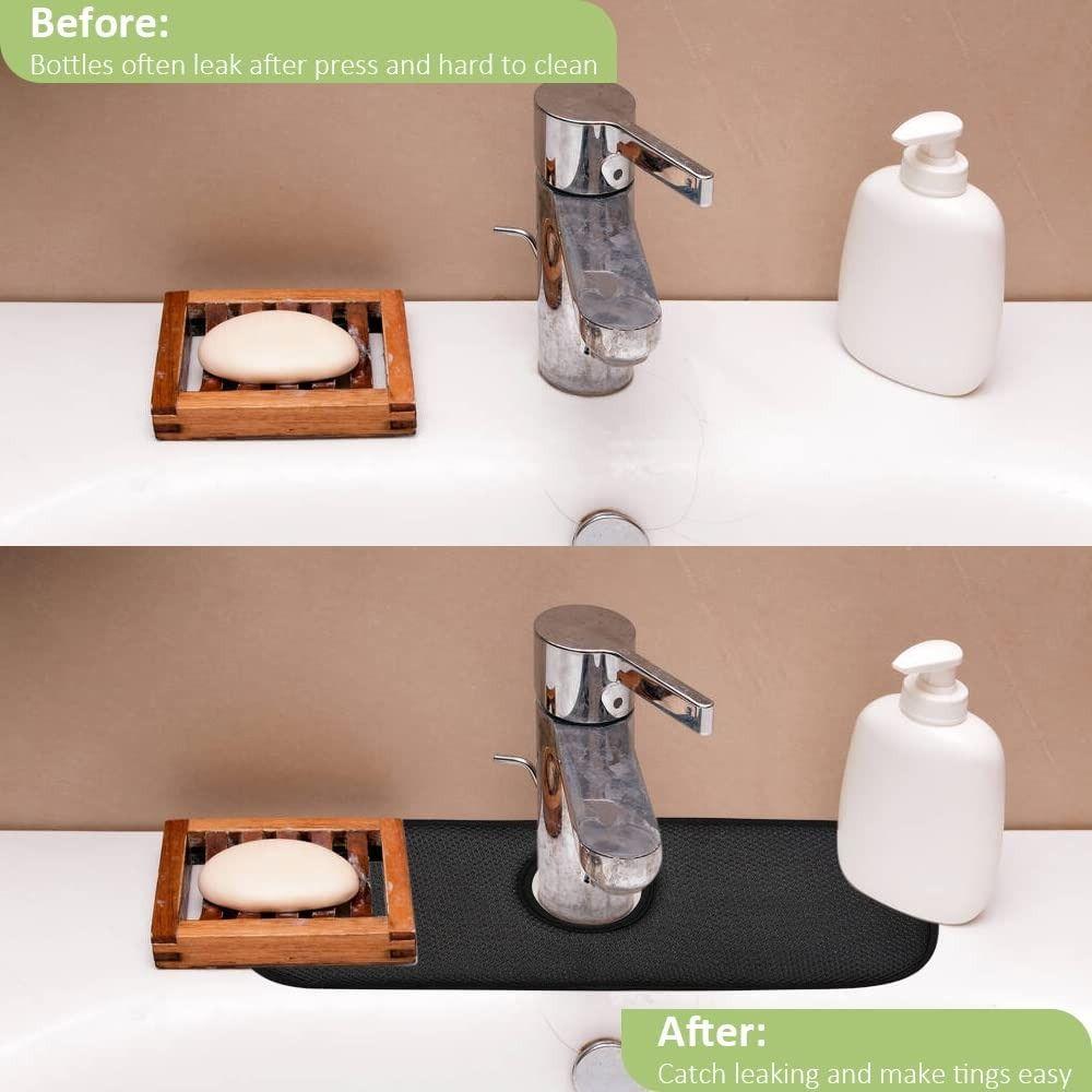 Contoured Shape Absorbent Mat Wraparound Design Sink Splash Guard Faucet Catcher  Bathroom Use