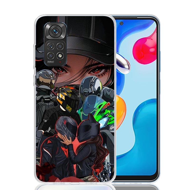 Motorcycle Rider Helmet Phone Case For Xiaomi Redmi Note 13 14 15 Pro Plus 12S 12 14S 11S 11E 10 10S 11 11T 5G 4G Cover Coque Re
