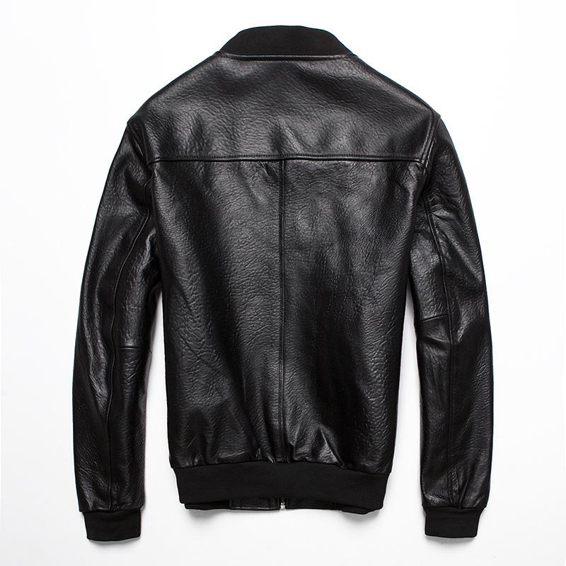 New Spring and Autumn Style Haining Genuine Leather Leather Jacket Men's Short Soaked Leather Sheepskin Baseball Suit Leather Jacket