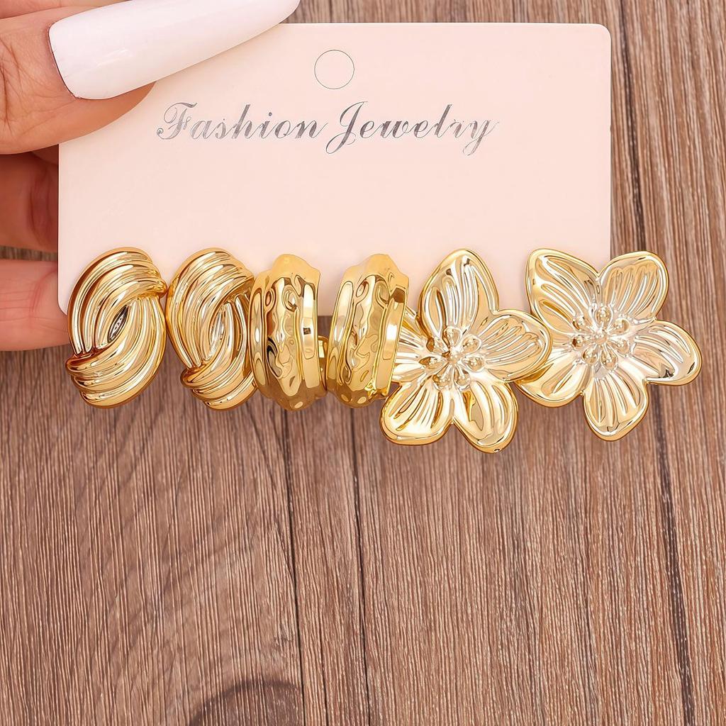 European & American Fashion Trend: Gold Women's Earring Set - Versatile High-End Jewelry