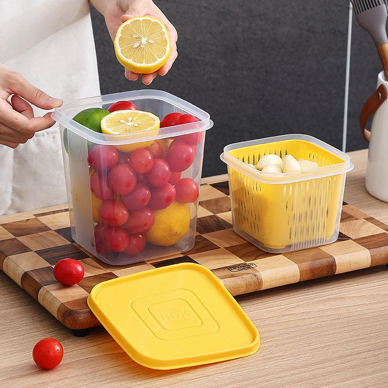 Household Food Storage Container Onion Ginger Garlic Drain Boxes with Lid Fruit Refrigerator Organizer Food-grade Kitchen Box