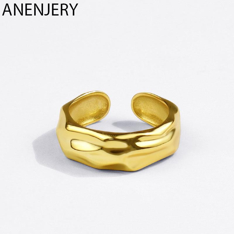 ANENJERY Ring for Women Men Irregular Concave Finger Rings Adjustable Jewelry Dropshipping