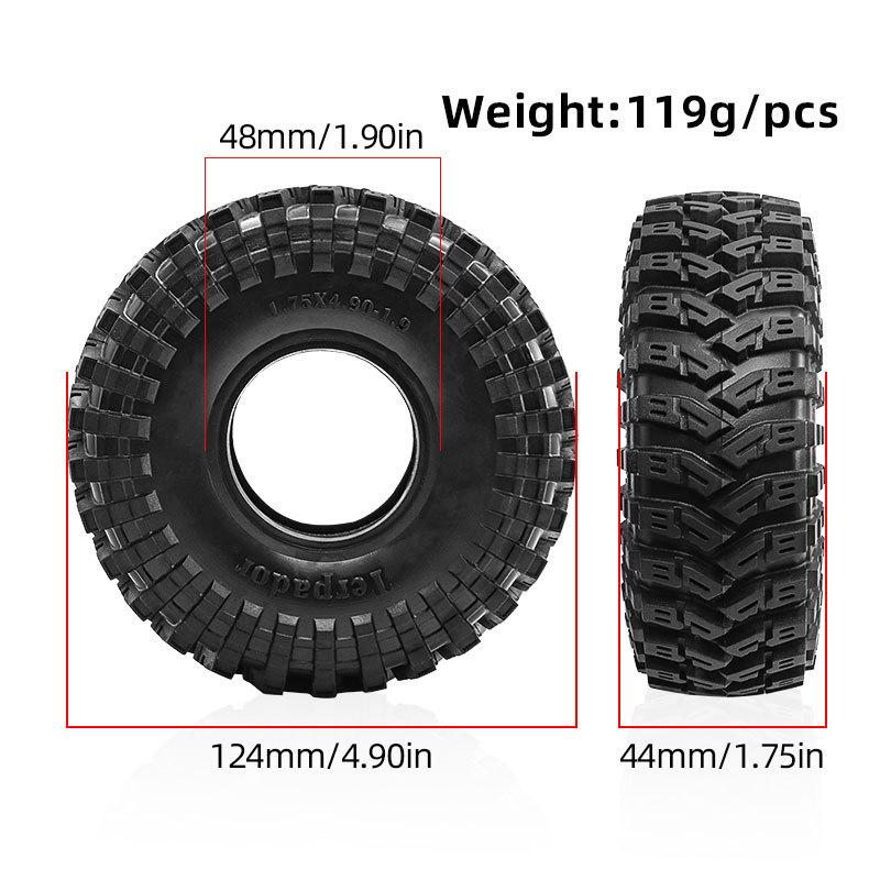 4Pcs 1.9 Inch 1/10 RC Crawler Rubber Rock Tires for Traxxas TRX4 TRX6 Axial SCX10 90046 RC4WD D90 D110 Upgrade Parts