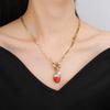 9 Color Fruit Cherry Strawberry Crystal Pendant Necklace 3:1 Chain Jewelry Lucky for Woman Casual Holiday Aesthetic Jewelry Gift