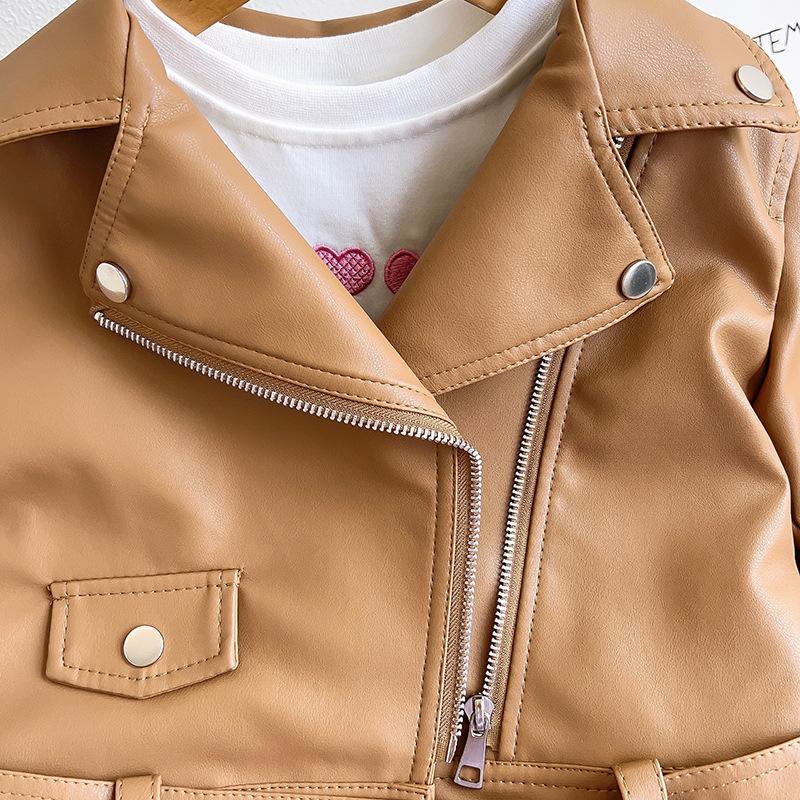 Mädchen Herbst Motorradlederjacke TQ137