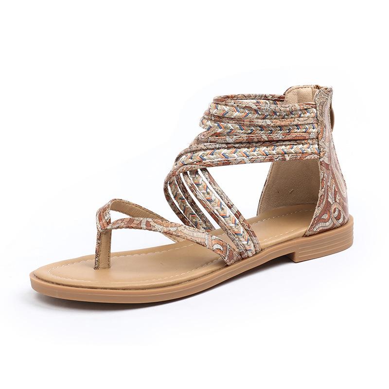 

Модные босоножки-стринги в богемном стиле женские с закрытой пяткой на молнии этнические сандалии женские с зажимом на ремешке на щиколотке летние сандалии женские размер 42 36 коричневый