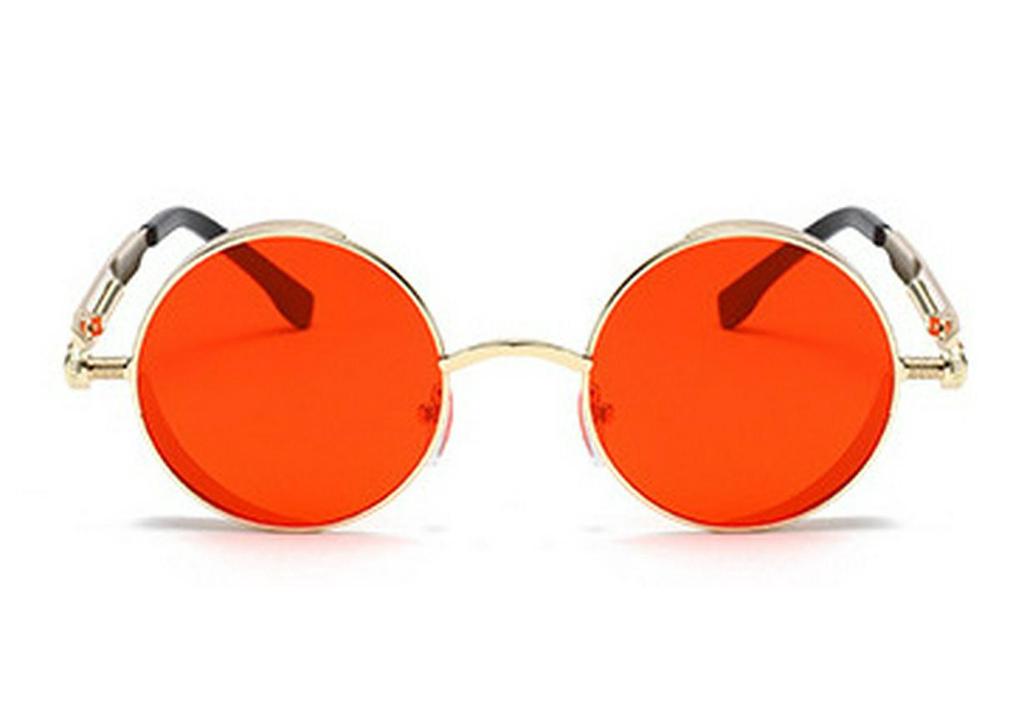 Versatile European-American Steampunk Metal Sunglasses with Spring Legs - Model 58028