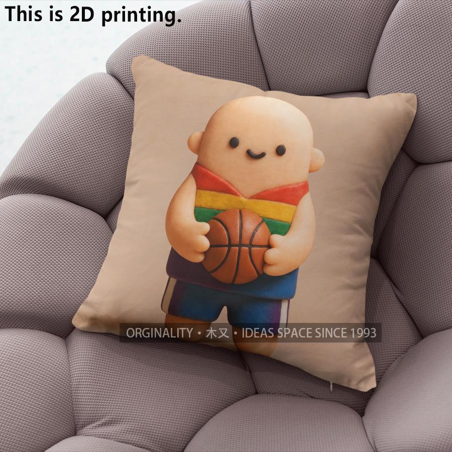 Cute Basketball Boy Cartoon Print Throw Pillow Covers Pattern Cushion Cover Suitable for Sofa Bedroom Car Pillow Cover