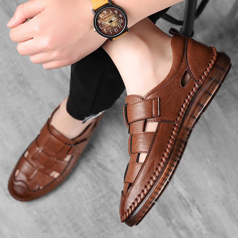 Classic High Quality Cow Leather Sandals Summer Outdoor Handmade Men Sandals Fashion Comfortable Men Beach Leather Shoes Size44