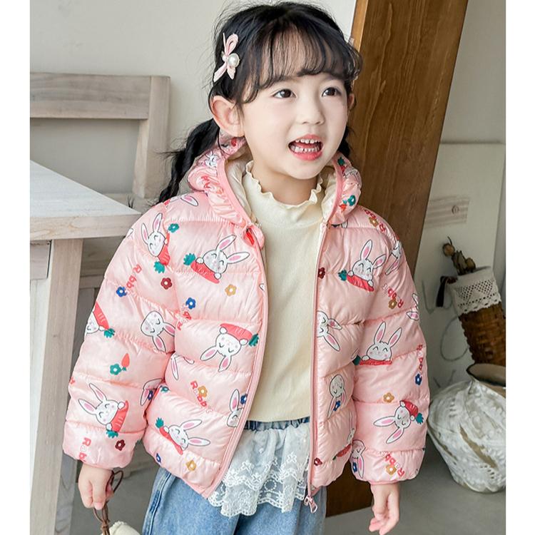 Fashion Girls' Warm Cotton-padded Clothes Winter Baby Girl Thickened Short Cotton-padded Jacket Children's Autumn Cute Cartoon Print Coats