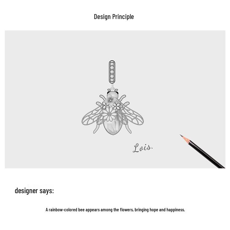 Colorful Dreamy Bee Pendant Bracelet, Silver Ziyun, 925 Silver, Forest Inspired, Girly Accessory, BSC395.