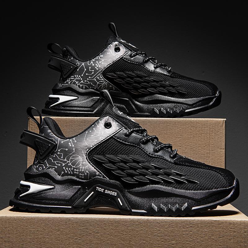 Fashion Outdoor Jogging Sports Shoes Outdoor Flying Weave Breathable Mesh Shoes Lace Up Cushioning Running Shoes for Men