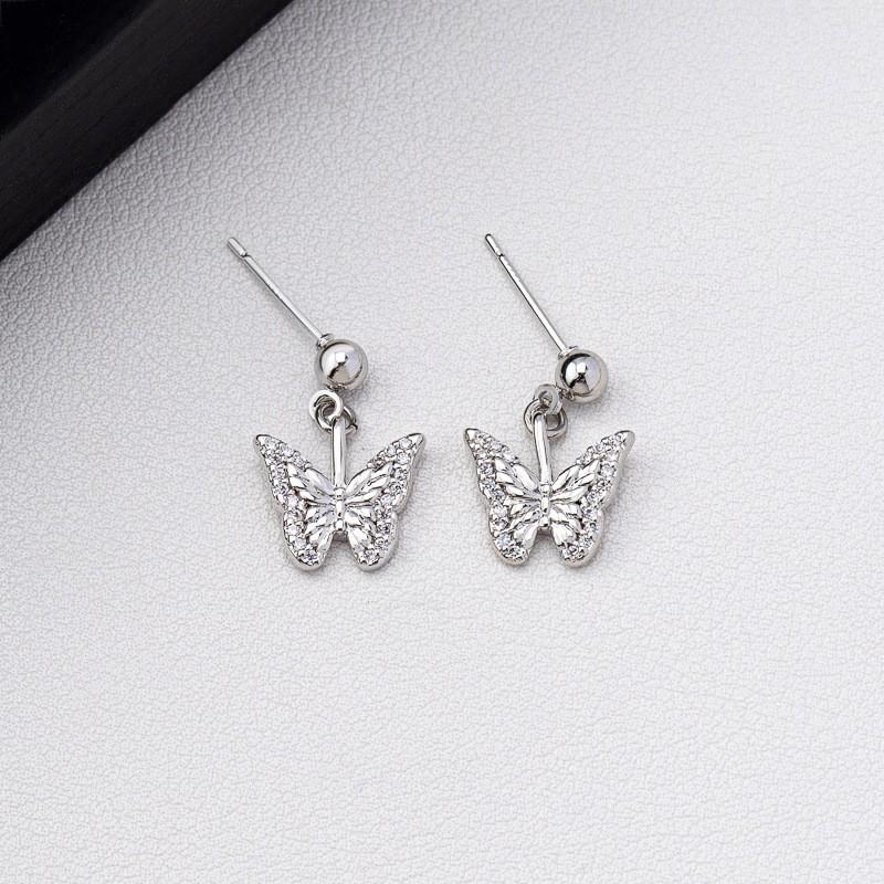 Elegant Butterfly Pendant Necklace Earring Set Women Zinc Alloy With Zircon Rhinestone O-Chain Minimalist Chic Jewelry