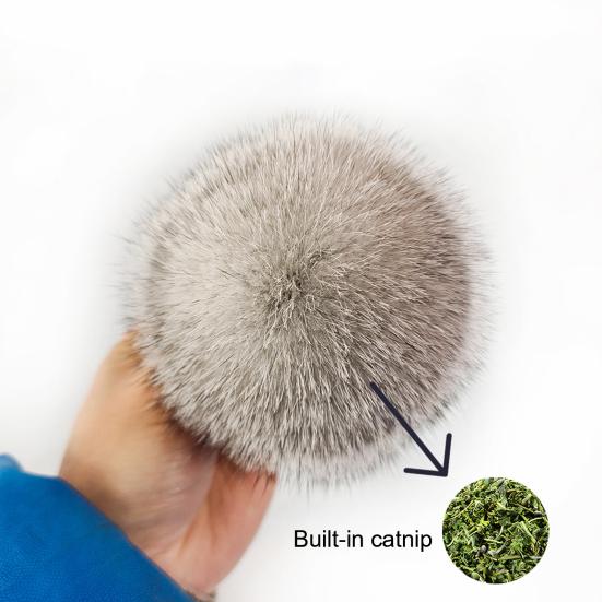 Faux Rabbit Fur Cat Ball Fluffy Catnip Ball Cat Toy Soft Furry Ball Stimulates Cats Hunting Instinct for Kittens Indoor Play Exercise