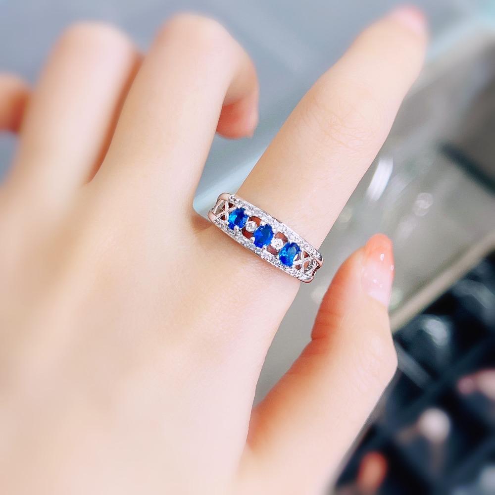 Open Ring 2Ct Royal Blue Sapphire Stackable Band Imitation Sri Lanka Gemstone Fashion Jewelry