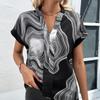 Women's Printed Batsleeve Short Sleeve Top Autumn Fashion Loose T-shirt