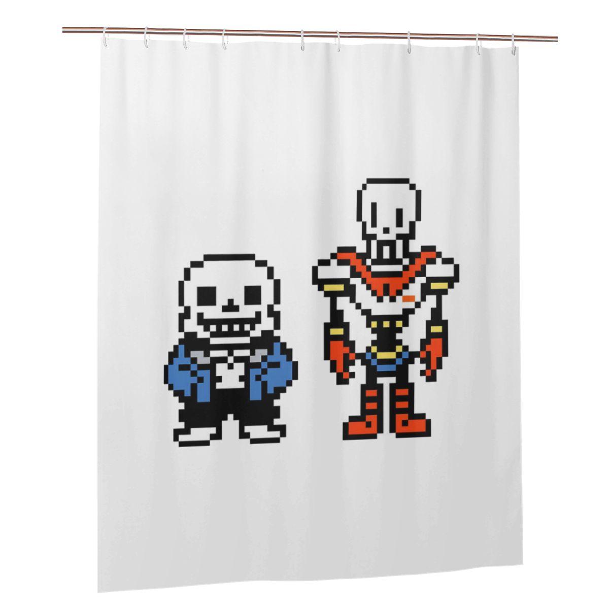Undertale Sans And Papyrus Shower Curtain Bathroom Polyester Waterproof Bath Curtains With Hooks W60H190(CM)-1 Pcs