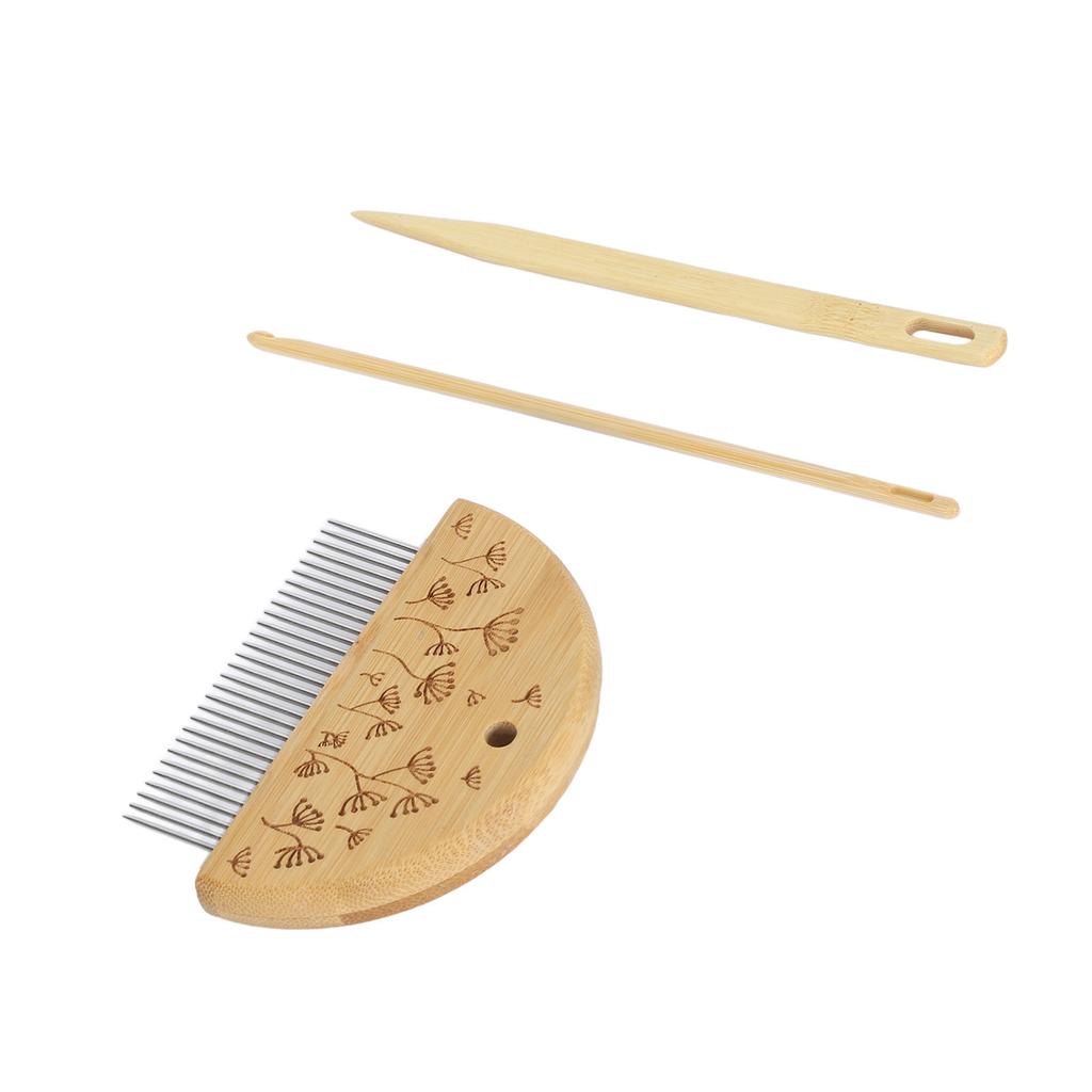 Weaving Loom Comb Professional Wooden Loom Comb Big Eye Needle 4mm Crochet Needle Set for Making