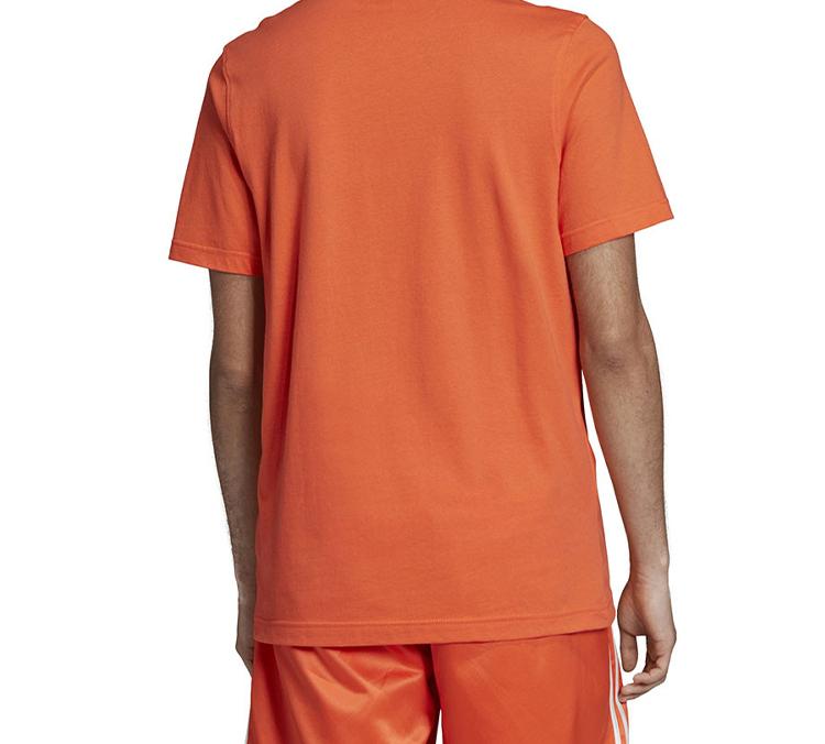 adidas Originals Trefoil T Shirts Men's Orange Yellow Crew Neck Moderate Straight Fit DZ4572