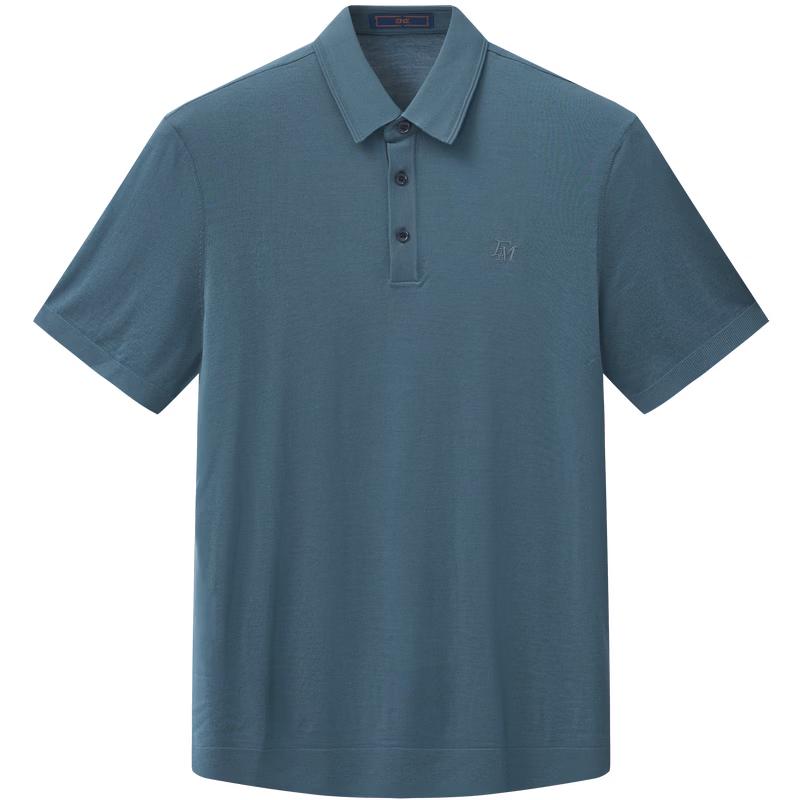 EMZ Erdos Men's 100% Pure Wool Short-Sleeve Polo Shirt