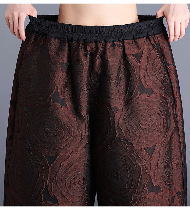Damskie jesienno-zimowe spodnie dzwony z żakardu z wytłaczanym wzorem