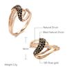 Luxury  Rose Gold Ring For Women Fashion Geometry Natural Black Zircon Waves Rings For Women Vintage Wedding Jewelry