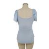 2026 Summer New V-neck Drawstring Tie Sexy Short Sleeve Solid Color Women's T-shirt