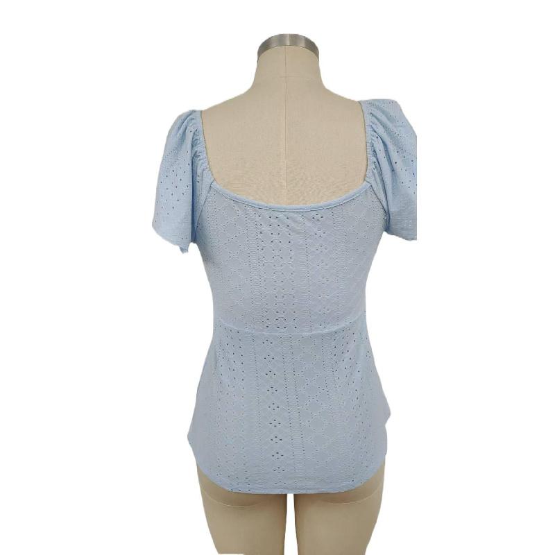 2026 Summer New V-neck Drawstring Tie Sexy Short Sleeve Solid Color Women's T-shirt