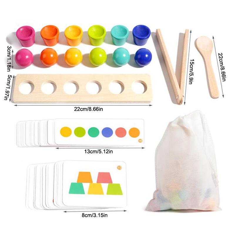 Wooden Montessori Educational Toys For Kids Color Matching Ball Stacking Cups Game Cognition Preschool Learning Teaching Aids