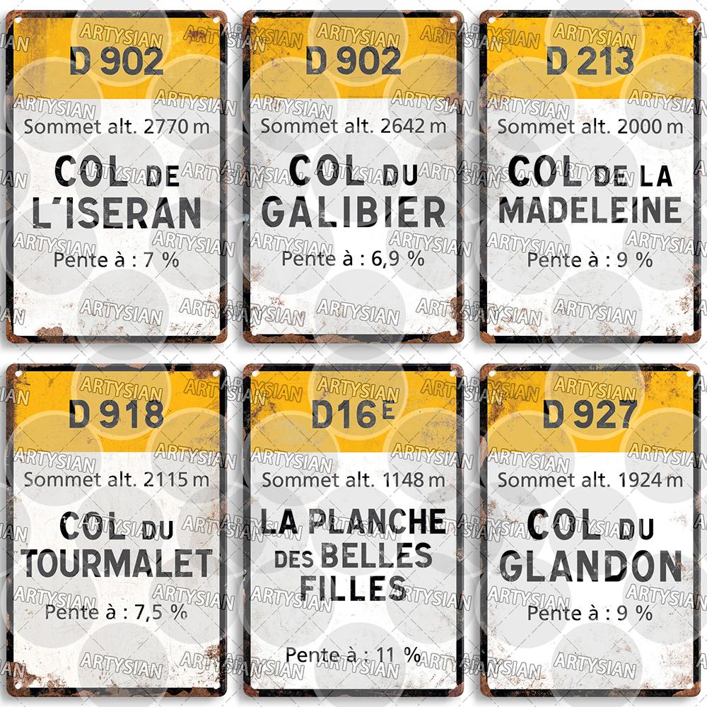 Tour de France Cycling Race Cycling Landmark Metal Plaque Road Signs Croix de FER Madeleine Tourmalet Luz-Ardiden Loze