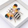 Exquisite Rhinestone Bee Brooch Smooth Enamel Colorful Wings Sparkling Crystal Pin for Women Daily Gifting Accessory