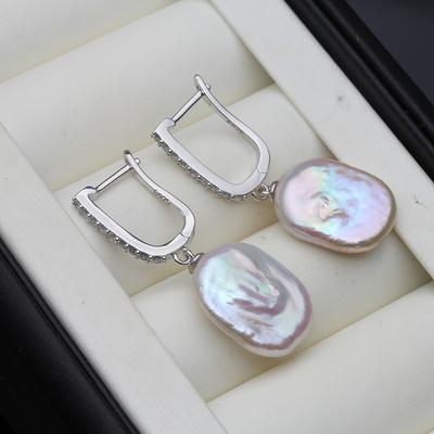 Wedding Natural Freshwater Baroque Pearl Drop Earrings For Wemon,925 Silver Dangle Pearl Earring Wife Girls Bridal Gift White