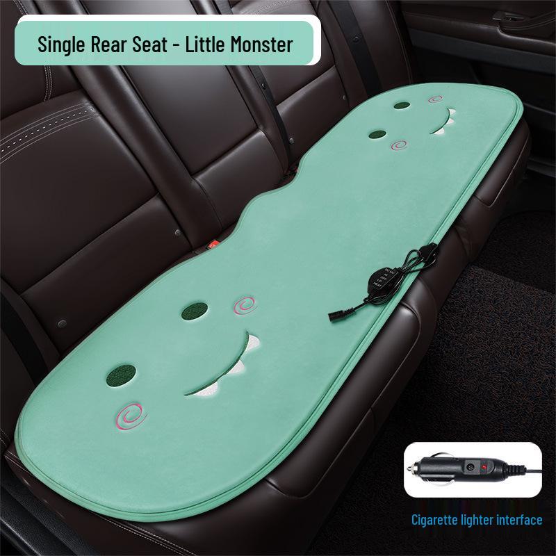 Cartoon Doll Style Heated Car Seat Cushion Set - Three Pieces for Winter Comfort
