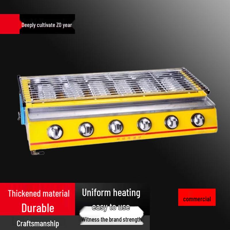 

Outdoor Smokeless Gas BBQ Grill with 6 Glass Burners