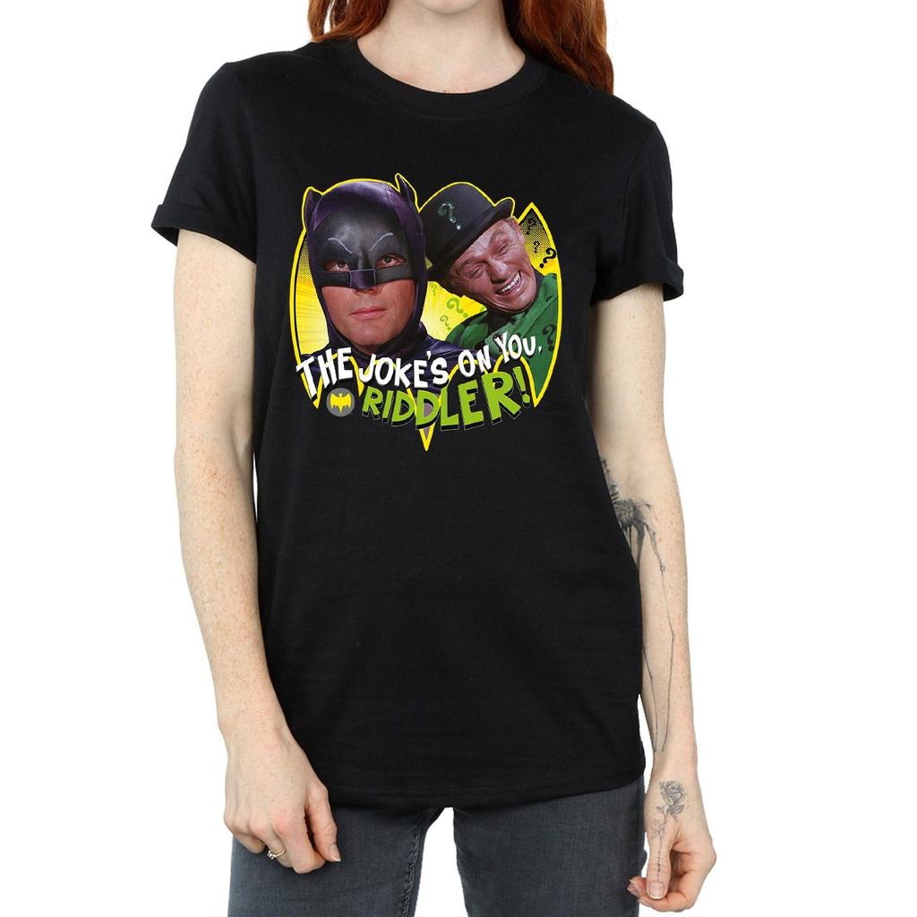 DC Comics Womens/Ladies Batman TV Series The Riddler Joke Cotton Boyfriend T-Shirt