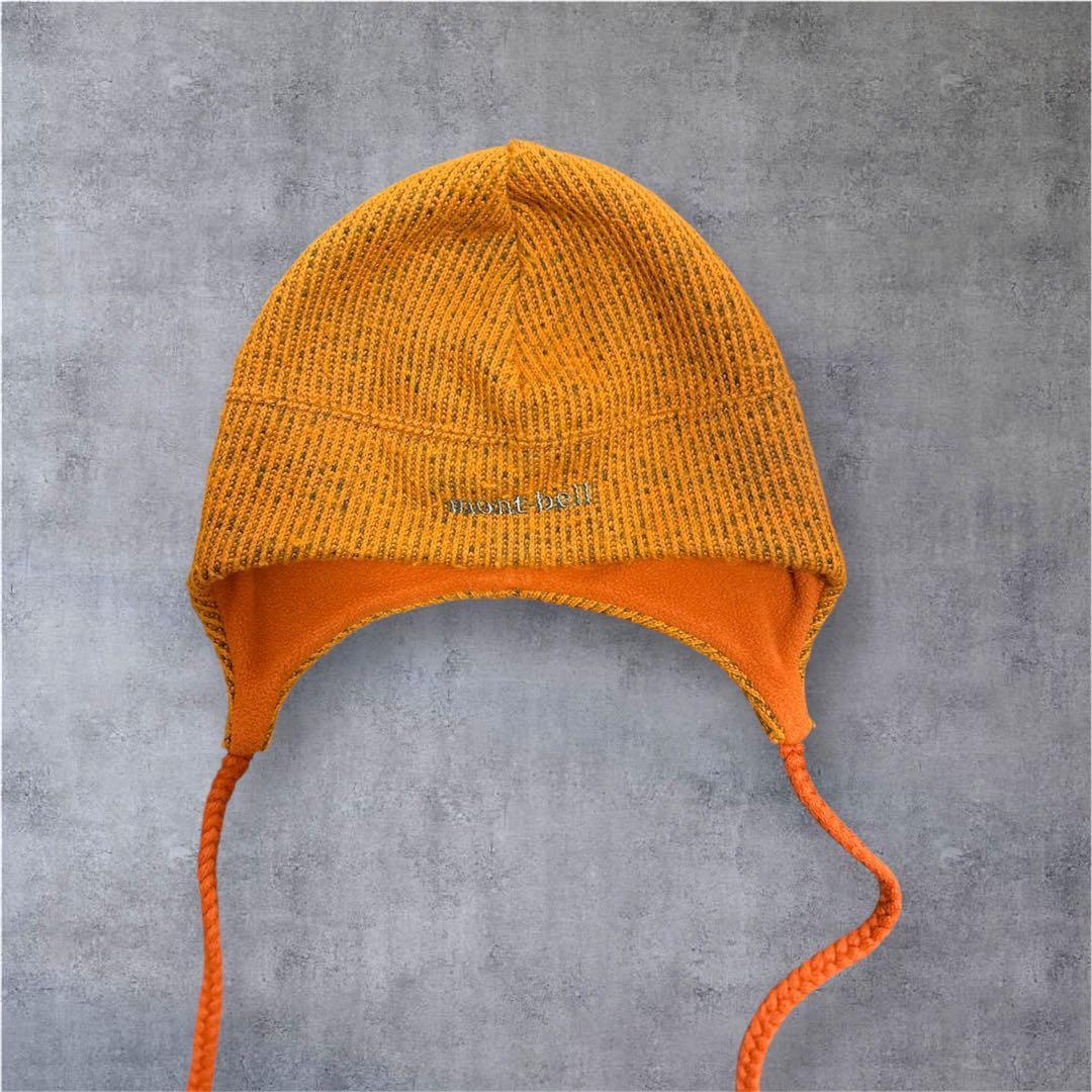 Used mont-bell Orange knit hat with ear flaps Old clothes, accent color, spring item