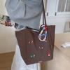 Cute Embroidery Women Shoulder Bags Large Capacity Ladies Casual Tote Bag Ctrast Color Striped Girls Handbags with Pendant