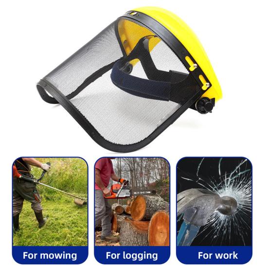 Safety Face Shield Forestry Protective Shield with Metal Visor Woodworking Protective Helmet for Chainsaw Yard Work Weed Eating Tree Cutting