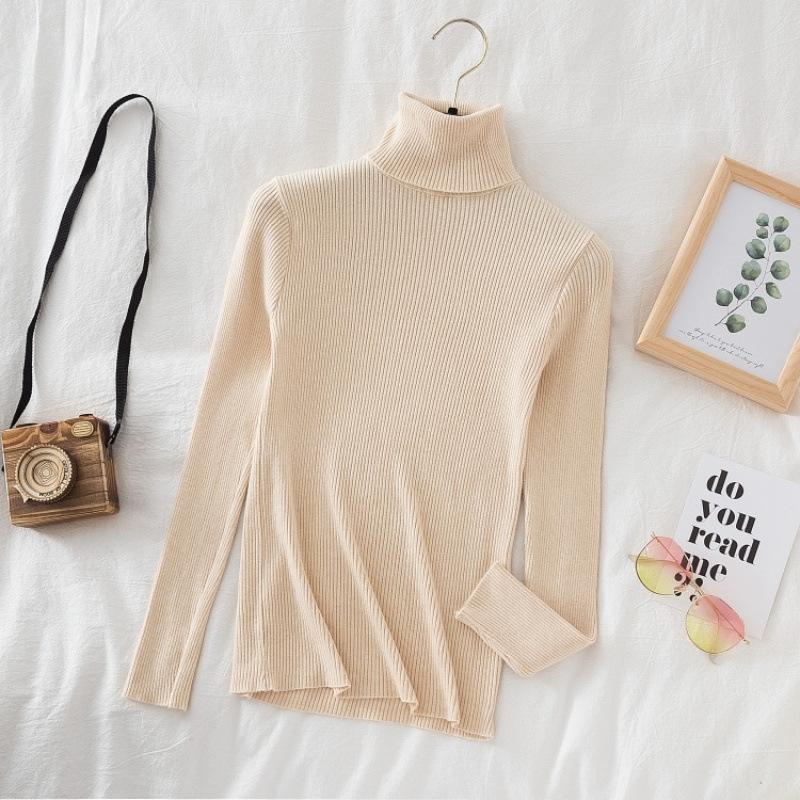 Women Fall Turtleneck Sweater Knitted Soft Pullovers  Basic Soft Sweaters