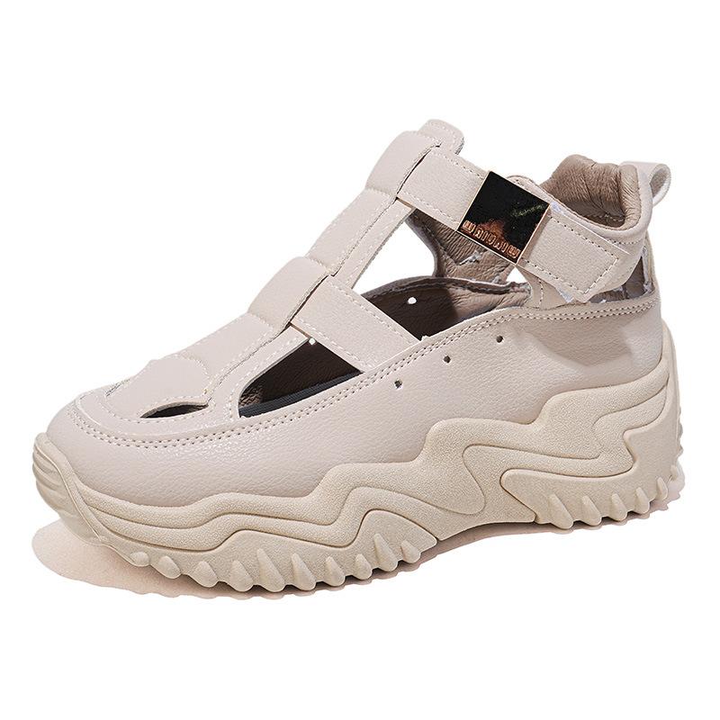 Sandals 2025 new summer versatile hollow sports leisure thick sole heightening explosion hole Roman sandals dad shoes