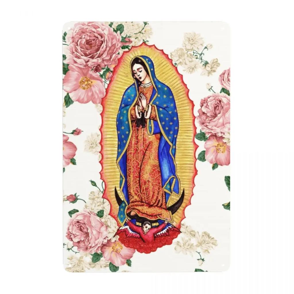 Retro Virgin Mary Of Guadalupe Metal Signs Custom Mexico Catholic Saint Tin Plaque Pub Cafe Yard Home Decor 30x20cm