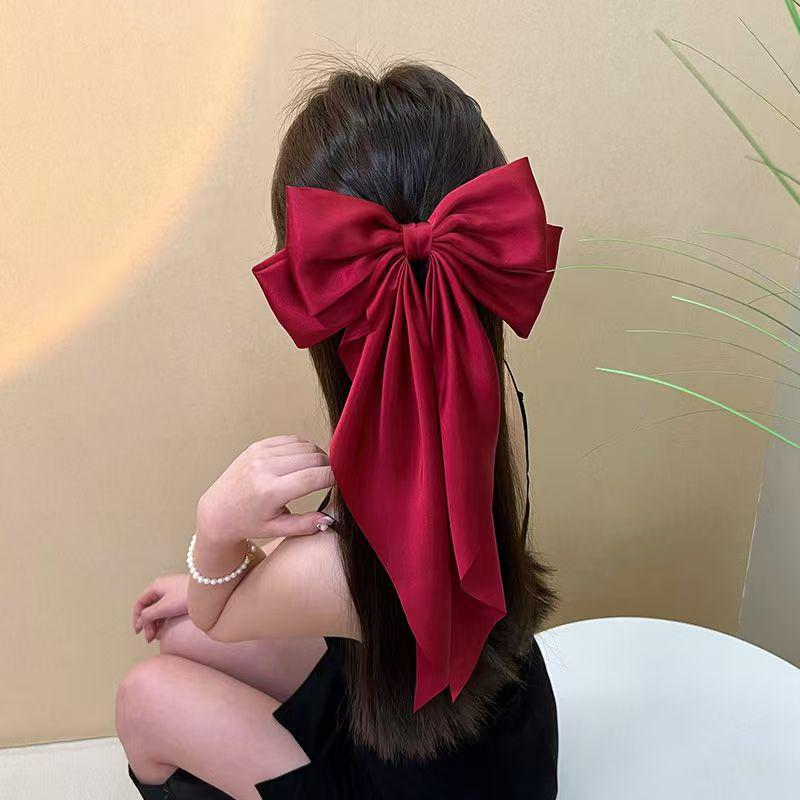 Large Red Bow Hair Clip Headwear for Women - 2025 Edition: Stylish Hair Accessory for Back of Head