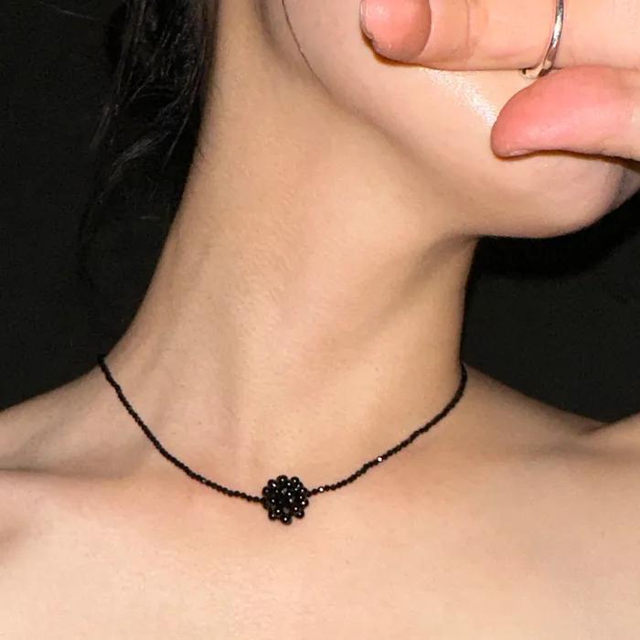 BLACK BALL OF DOTS NECKLACE