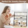 Multi-Functional Jewelry Organizer 3-Tier Metal Desktop Stand Earrings Necklaces Cosmetics