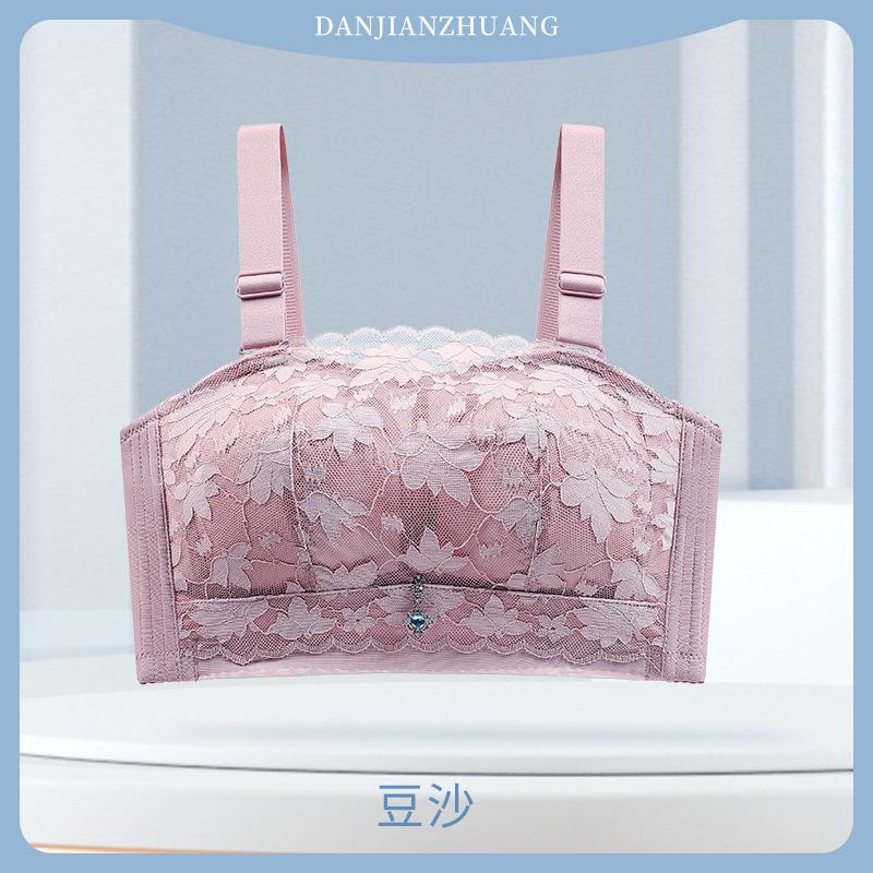 Ultra-thin tube top French lace underwear, large breasts show small gathering, no steel ring upper support, secondary breasts adjustment bra cover