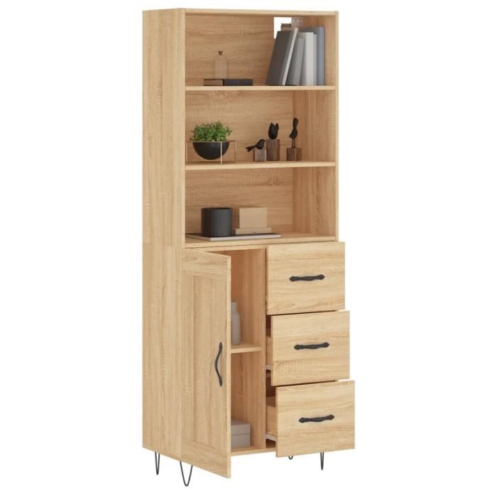 VidaXL Highboard Sonoma Oak 69.5x34x180 Cm Engineered Wood 3190016