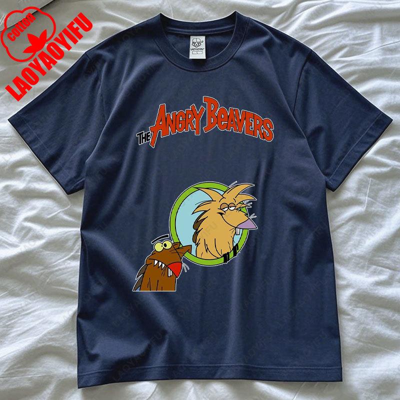 The Angry Beavers Shirt 90s Nostalgic Cartoon Tv Show T-Shirt Daggett and Norbert Graphic Tee Men Woman Cotton Short-sleeve Tops